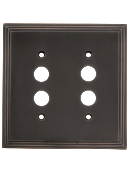 Mid-Century Push Button Switch Plate - Double Gang in Oil-Rubbed Bronze.